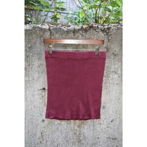 Free People Ribbed Knit Mini Skirt in Burgundy – Size M